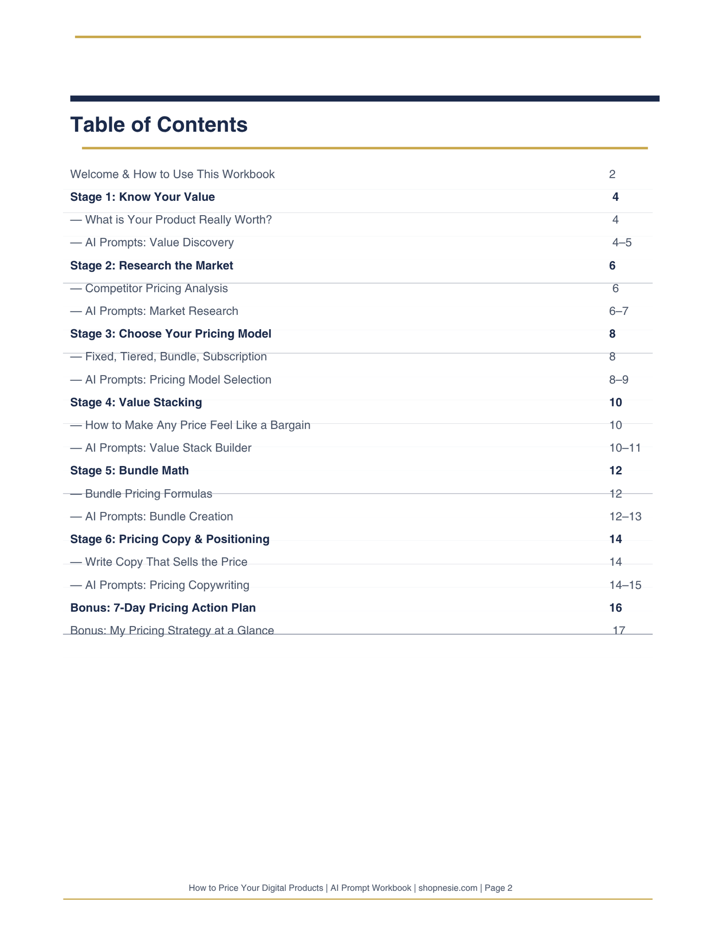 How to Price Your Digital Products – AI Prompt Workbook | Pricing Strategy, Value Stacking & Bundle Math for Digital Creators