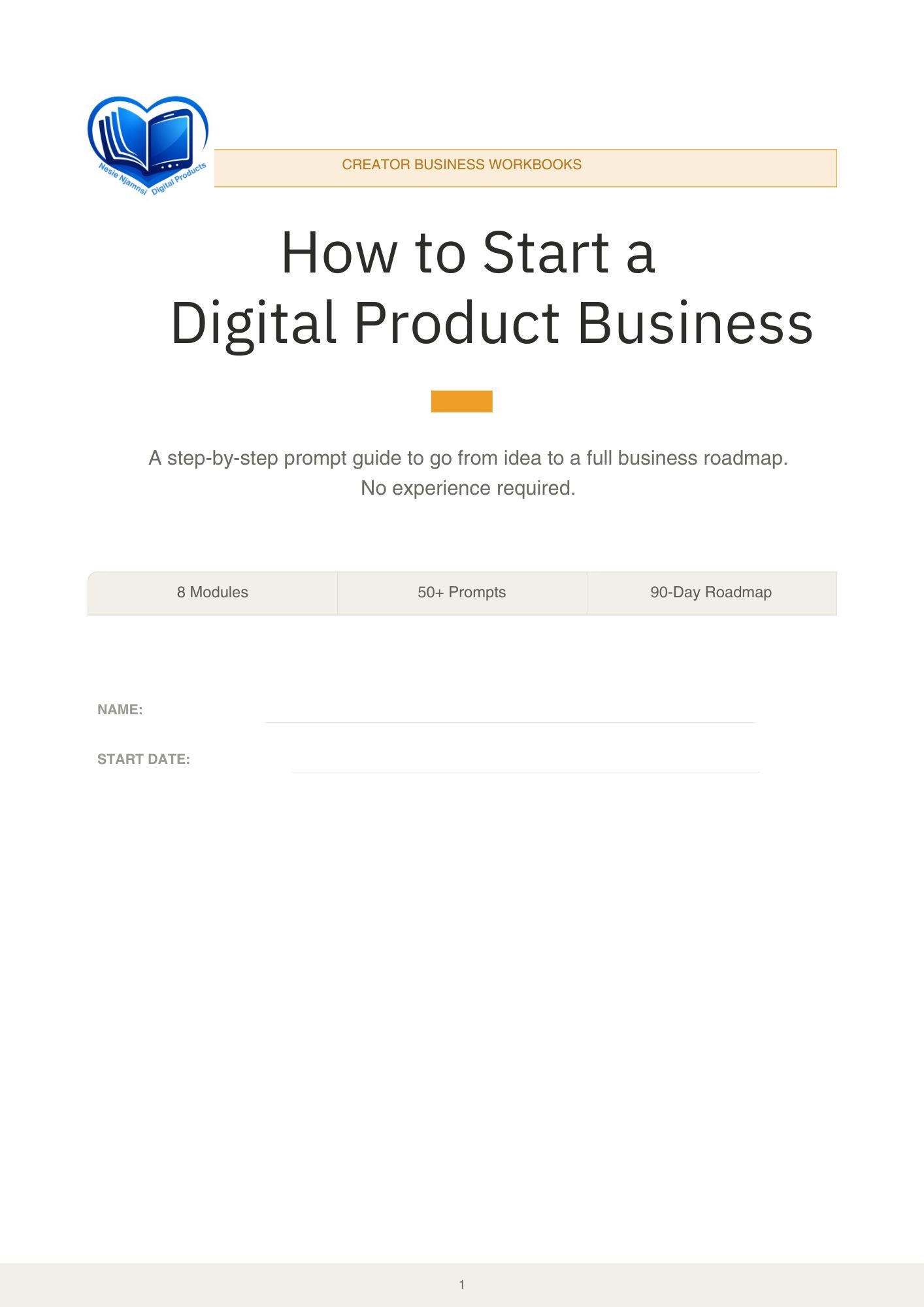 How to Start a Digital Product Business: The Complete Prompt Workbook