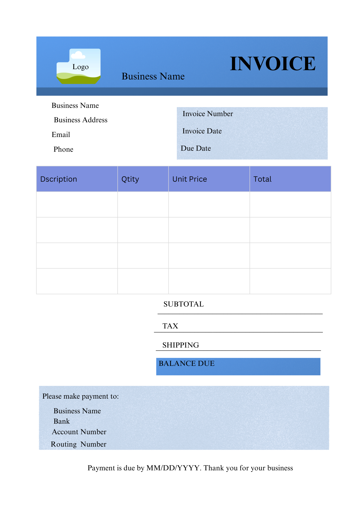 Bold Canva Invoice Template – Editable Business Invoice for Entrepreneurs