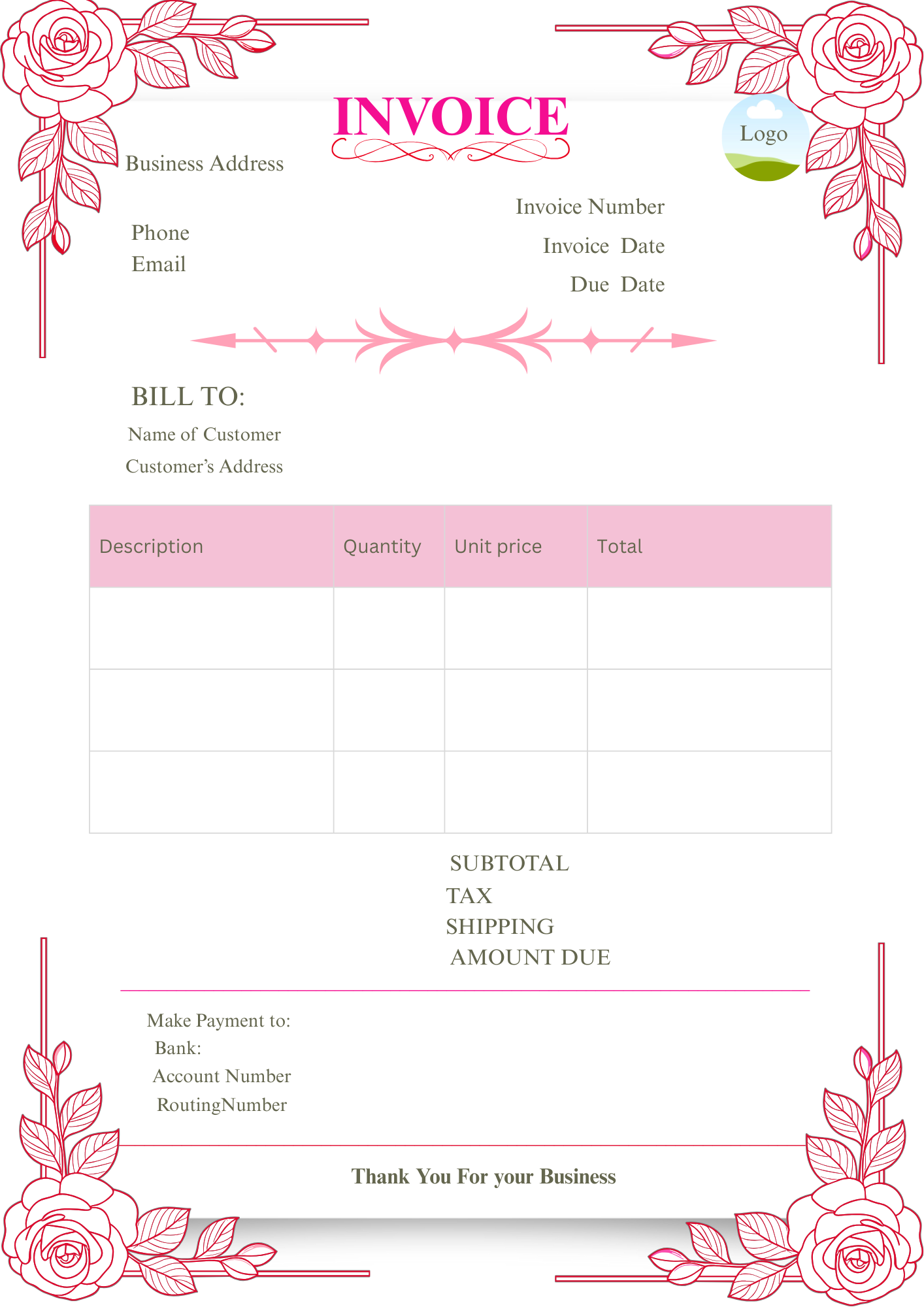 Clean Canva Invoice Template – Editable Professional Invoice for Freelancers