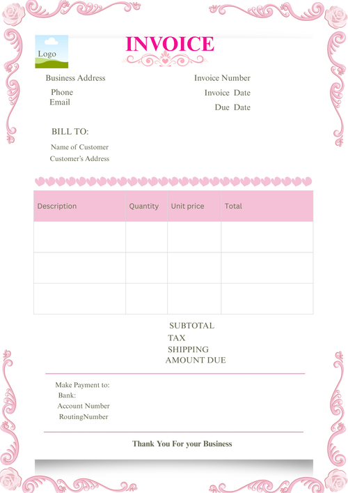 ShopNesie professional Canva invoice template