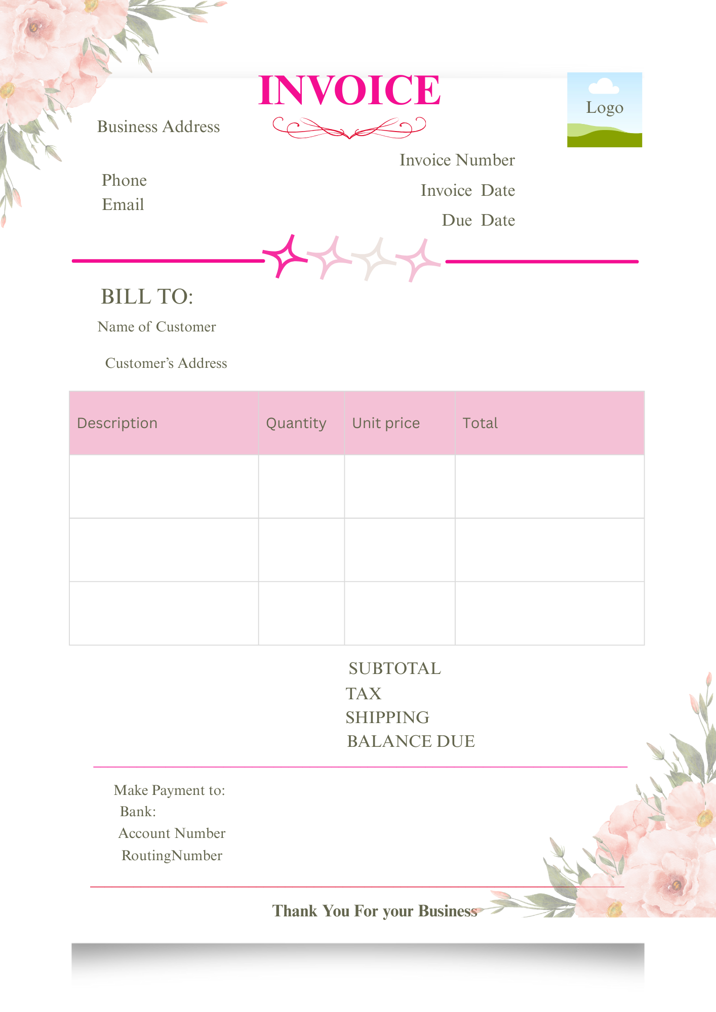 Stylish Canva Invoice Template – Modern Invoice Design for Service-Based Businesses