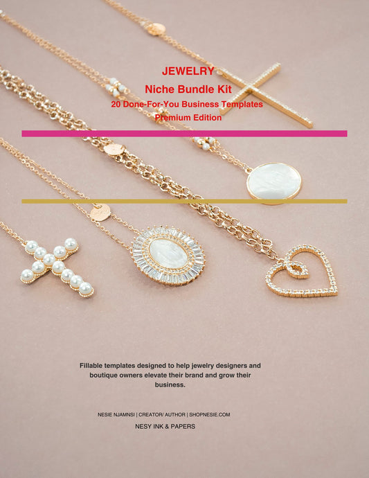 Jewelry Business Templates Bundle | 20 Canva Fillable Forms for Jewelry Designers & Boutique Owners