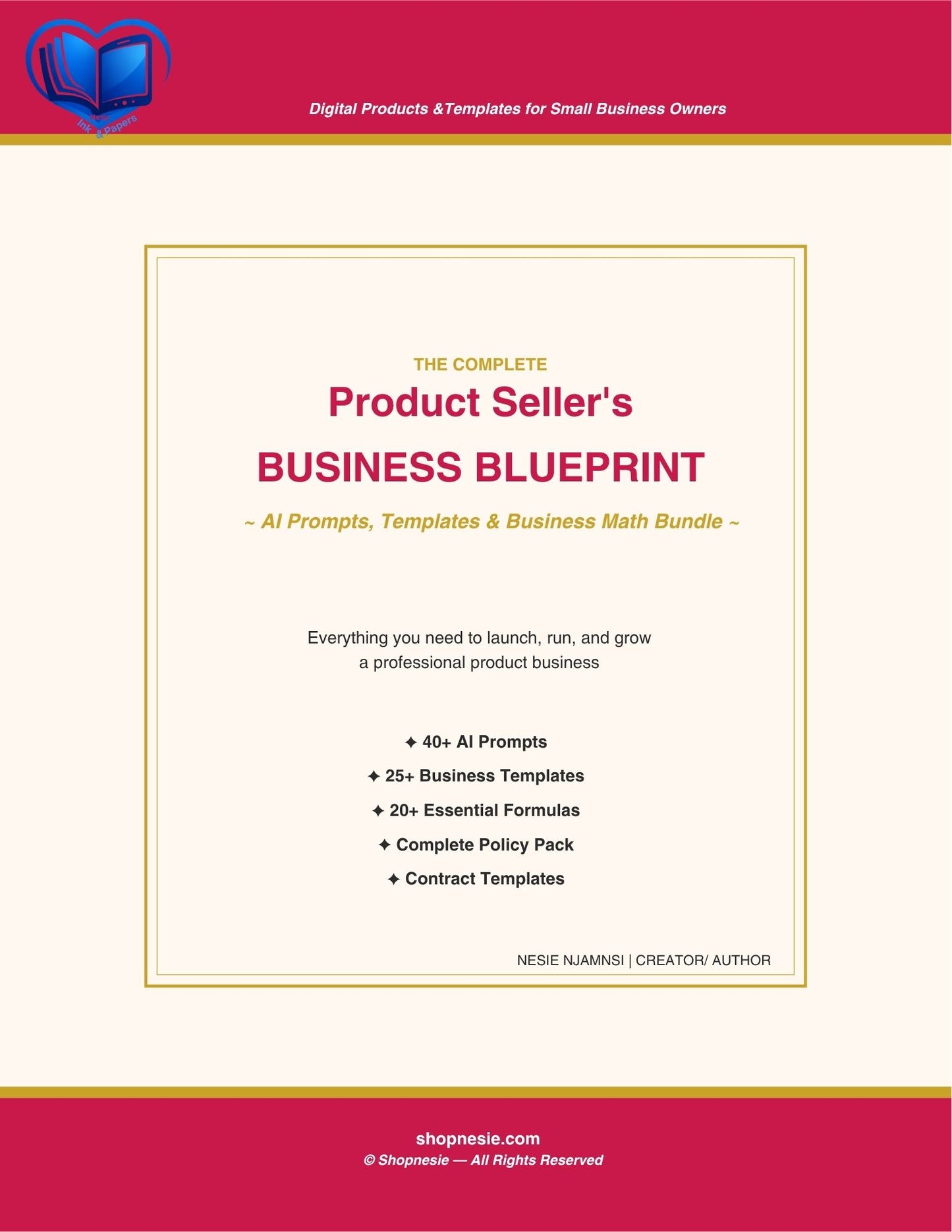 Product Seller Business Blueprint Workbook | AI Prompts, Templates & Business Planner for Small Business Owners