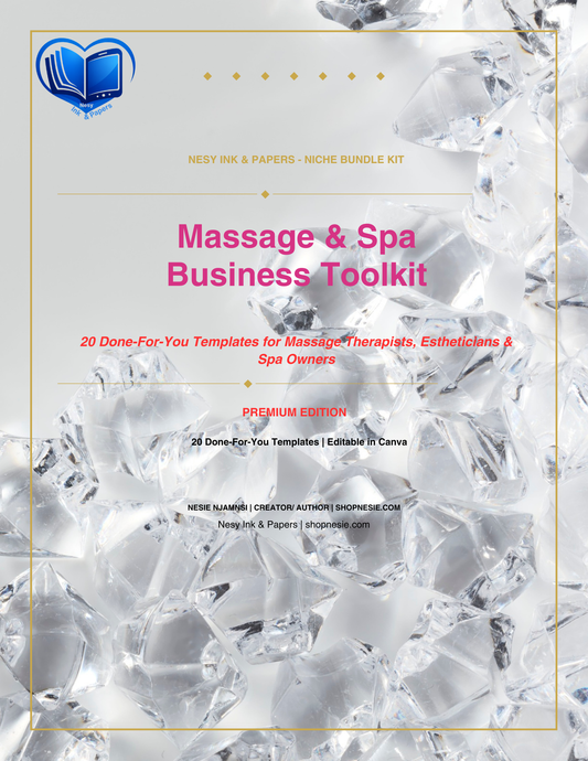 Massage & Spa Business Toolkit | 20 Canva Editable Templates for Massage Therapists, Estheticians & Spa Owners