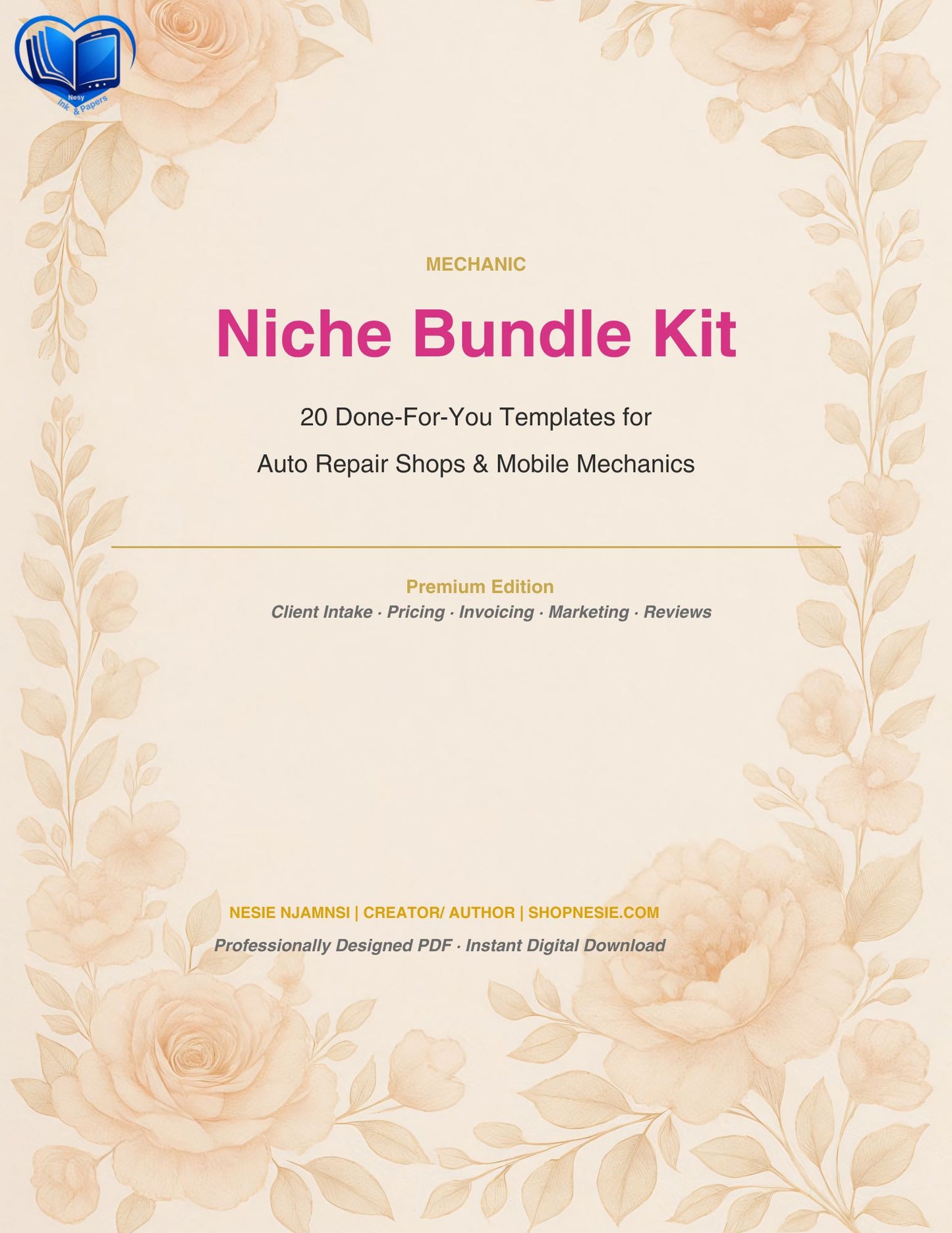 Mechanic Template Bundle | 20 Editable Canva Forms for Auto Repair Shops & Mobile Mechanics – Estimates, Invoices, Work Orders & Marketing – Instant Download