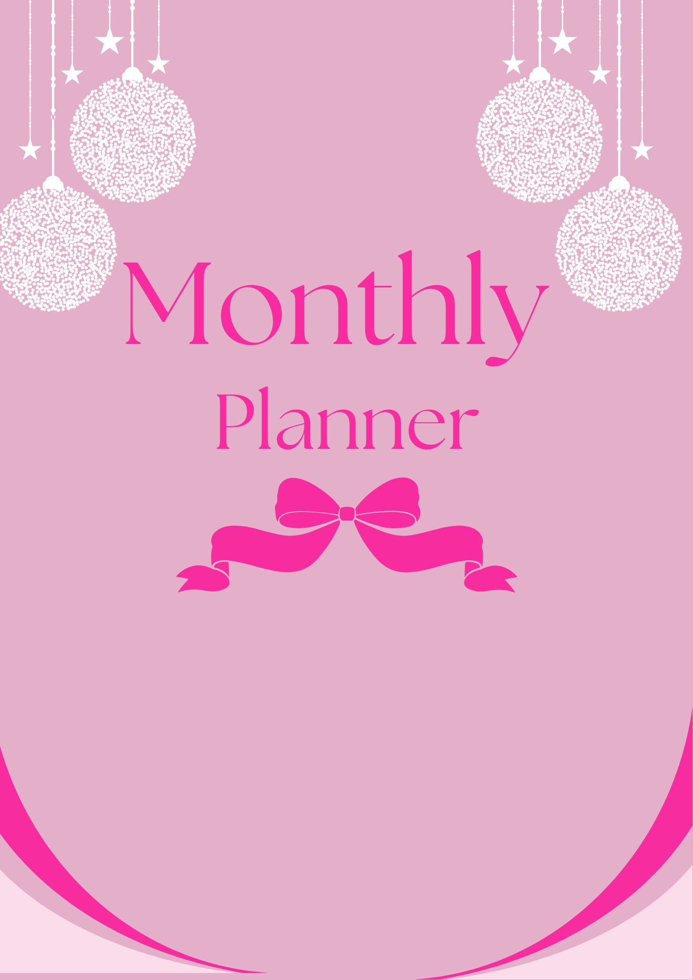 Pink Monthly Planner