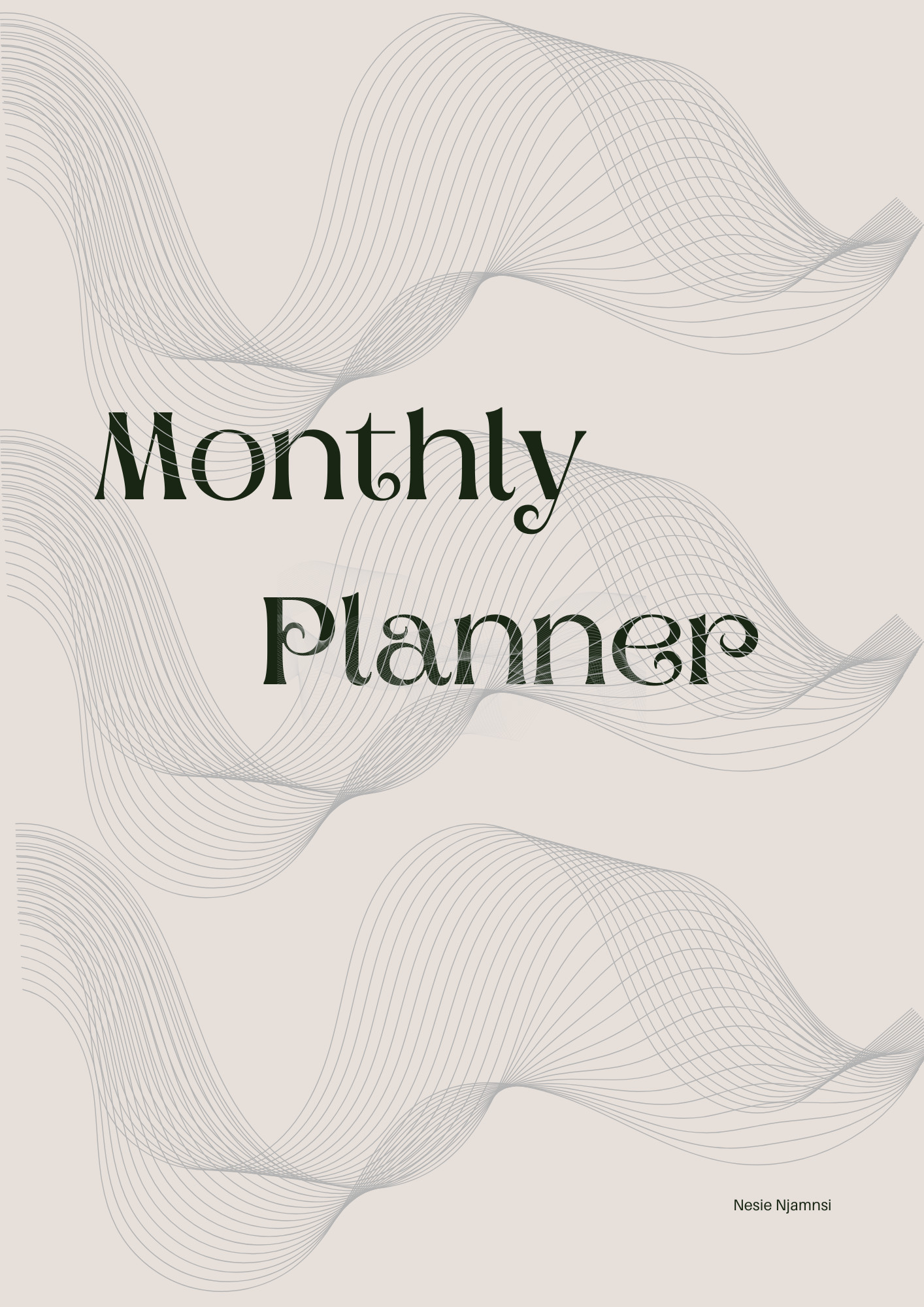 Black & White Monthly Planner