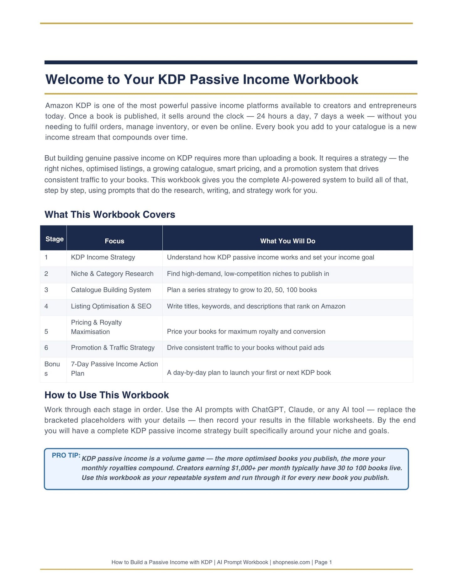 How to Build a Passive Income with KDP – AI Prompt Workbook | Amazon KDP Strategy, Catalogue Building & Royalty Optimisation