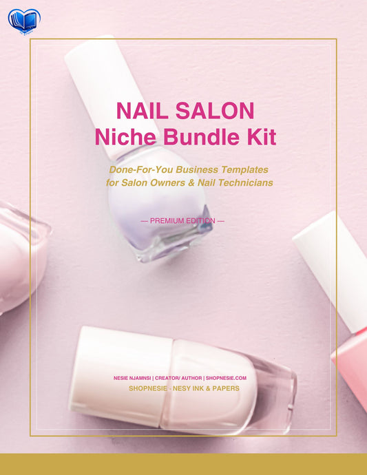Nail Salon Business Bundle Kit | 20 Editable Canva Templates for Nail Techs & Salon Owners | Client Intake, Service Menu, Booking, Pricing, Sanitation & Marketing | Premium Edition