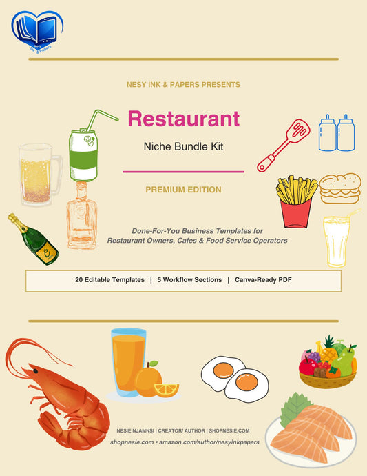 Restaurant Business Templates Bundle | 20 Editable Canva Forms for Restaurant Owners, Cafes & Food Trucks