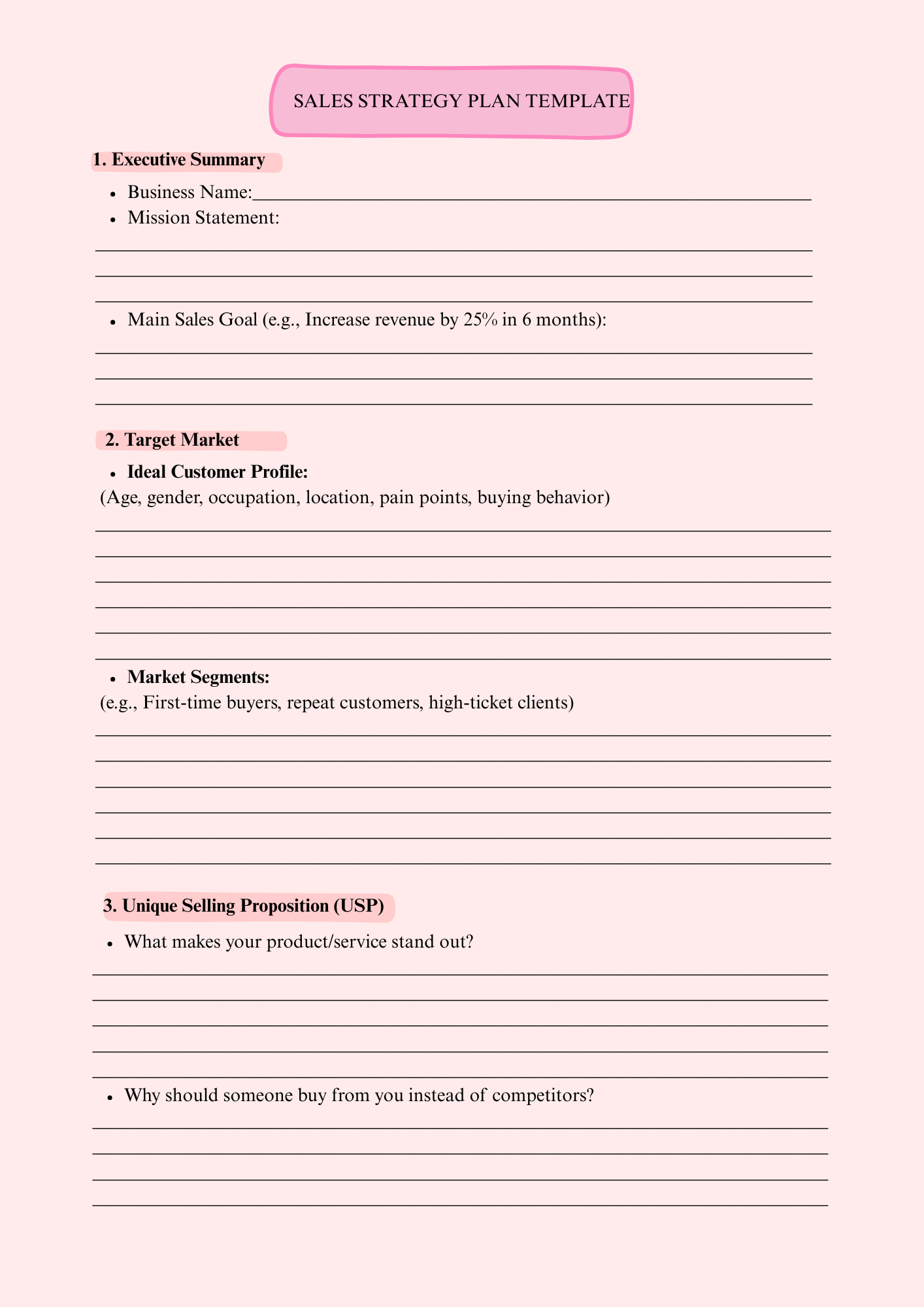 Editable Canva Sales Strategy Plan Template – Business Sales Roadmap for Entrepreneurs