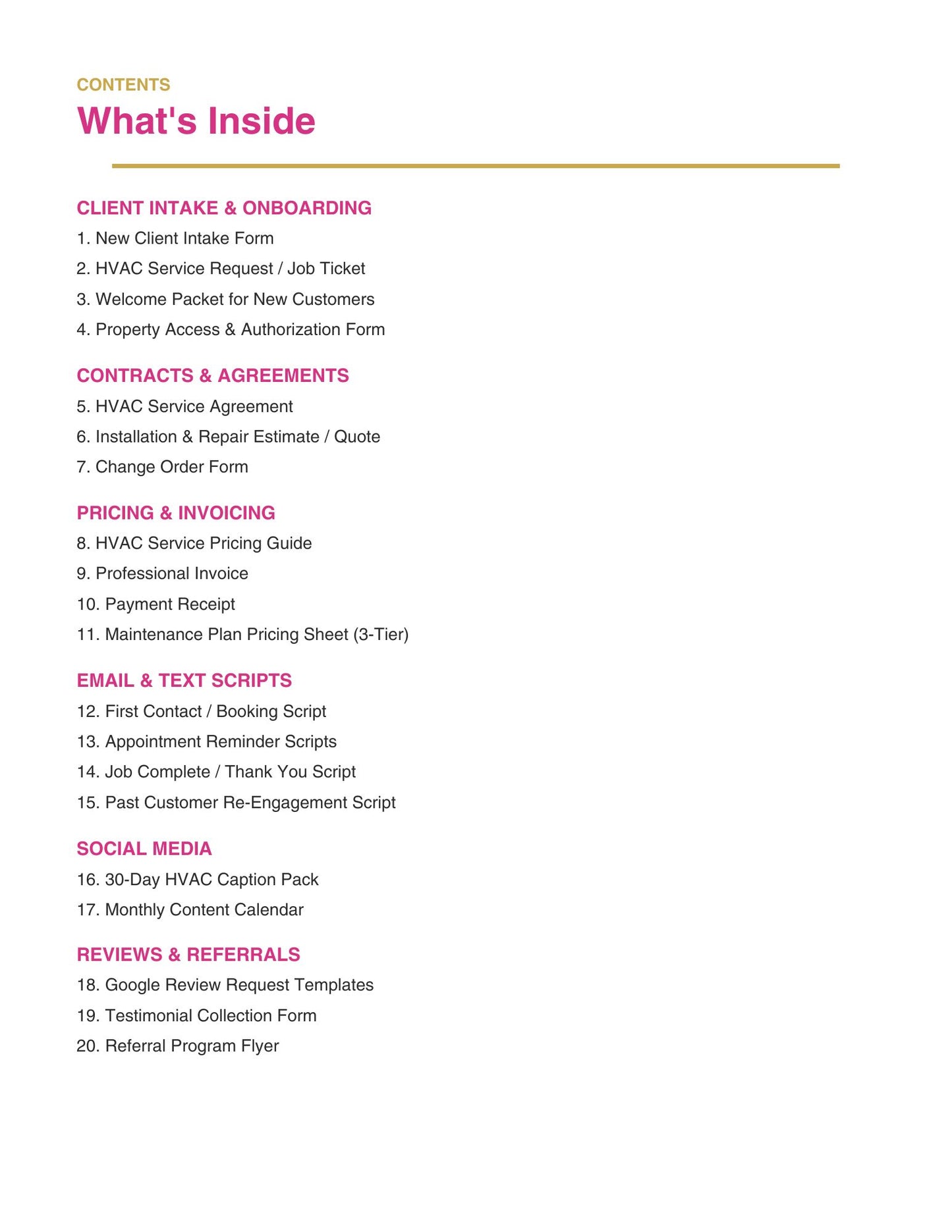 HVAC Business Templates Bundle | 20 Done-For-You Canva Templates for HVAC Contractors