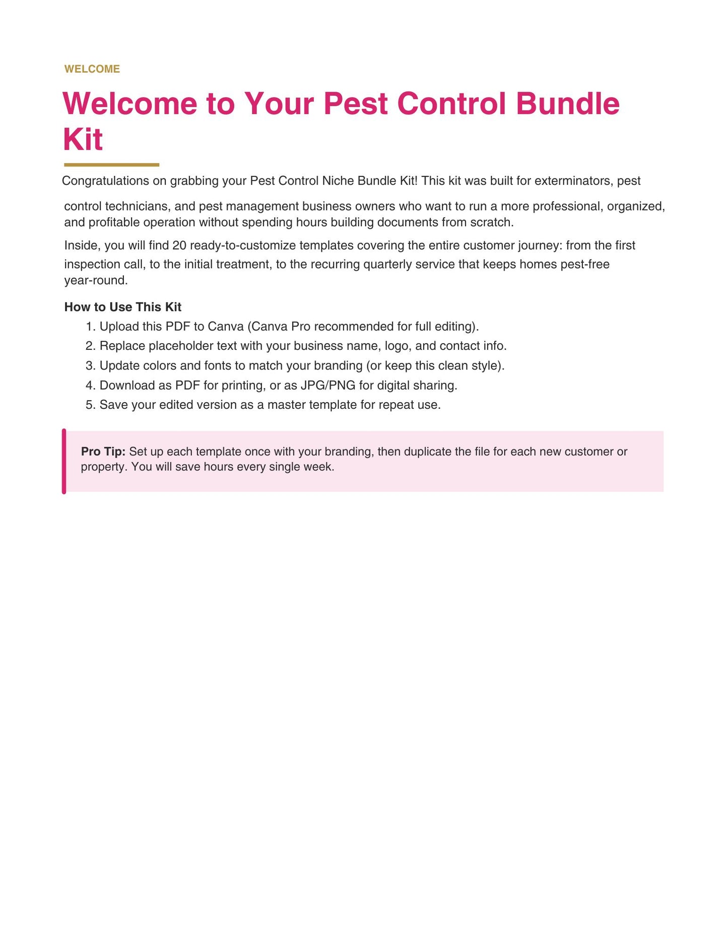 Pest Control Business Templates Bundle | 20 Done-For-You Canva Templates for Exterminators & Pest Management Companies