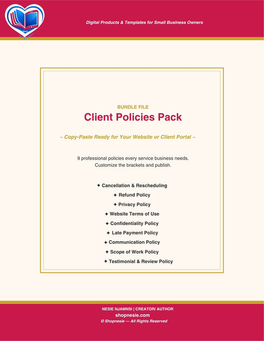 9 Client Policies & Contract Templates for Service Provider
