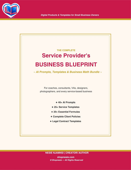 Service Provider Business Blueprint Workbook – AI Prompts, Templates & Pricing Formulas for Coaches & Freelancers