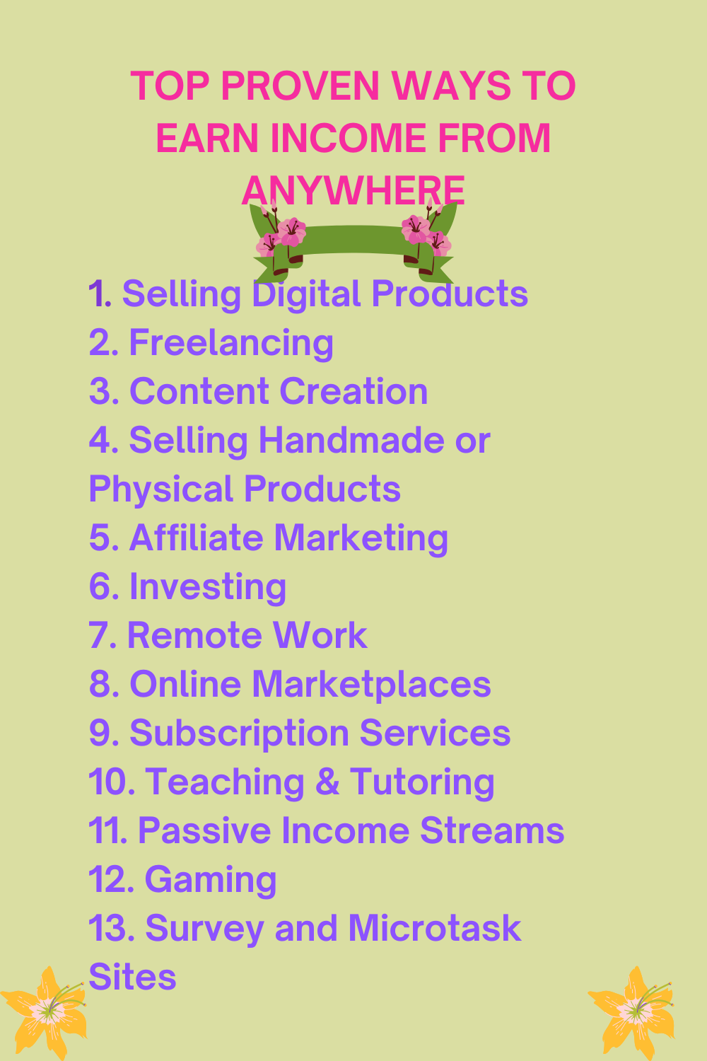TOP PROVEN WAYS TO EARN INCOME FROM ANYWHERE