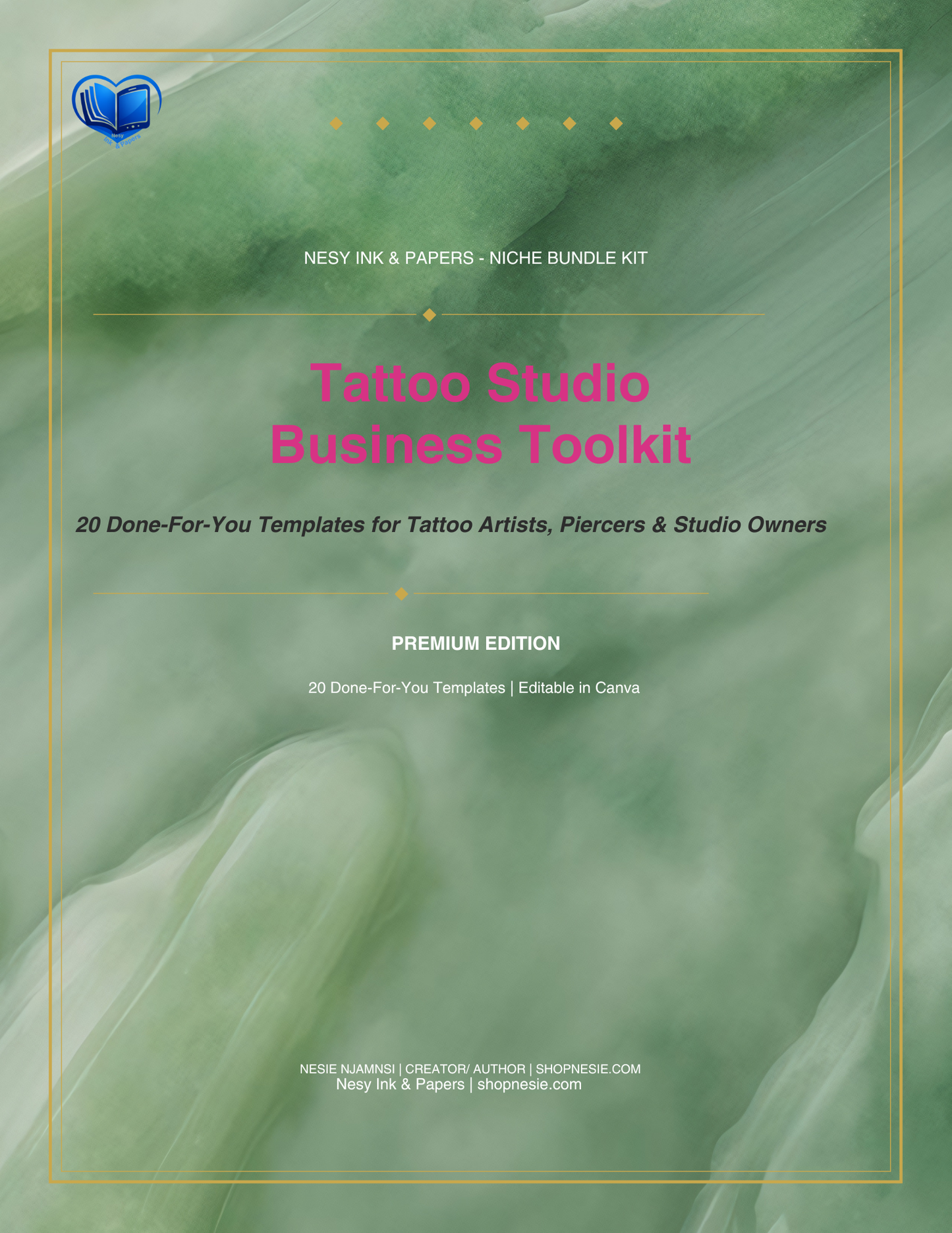 Tattoo Studio Business Toolkit | 20 Canva Editable Templates for Tattoo Artists, Piercers & Studio Owners