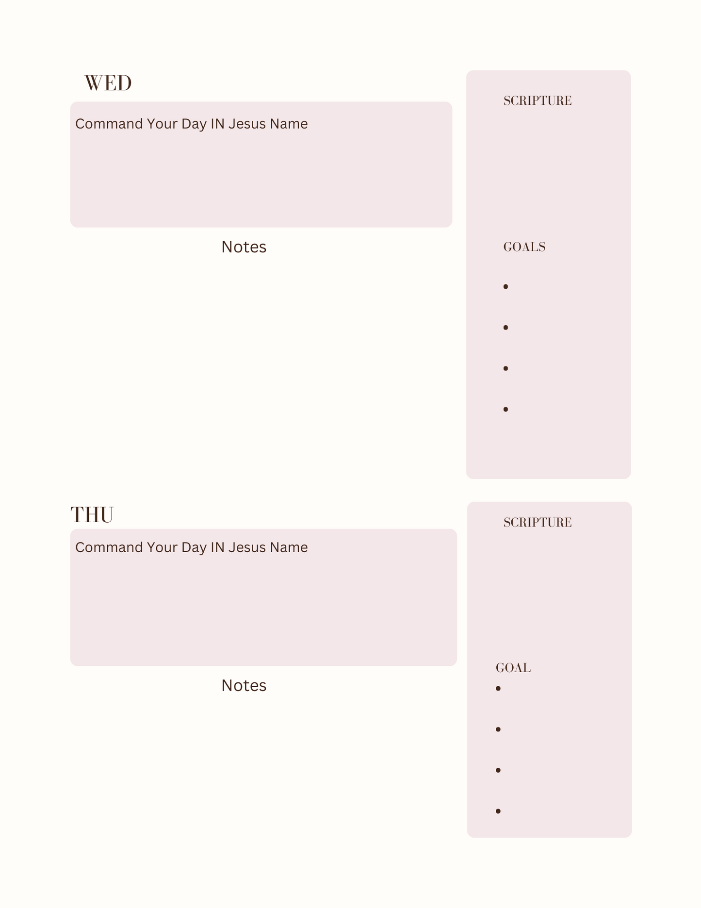 WEEKLY PLANNER FOR CHRISTIANS