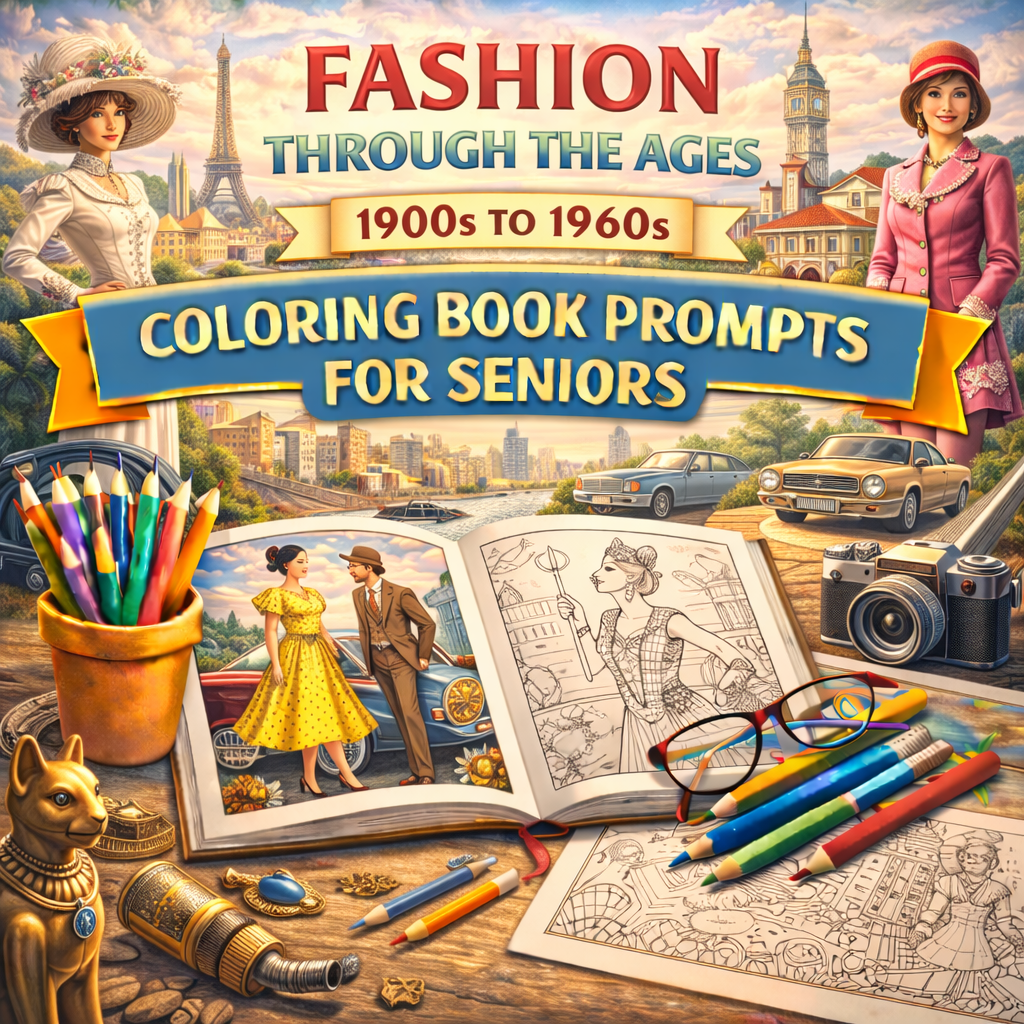 Fashion Through The Ages — 1900s To 1960s Coloring Book Prompts For Seniors