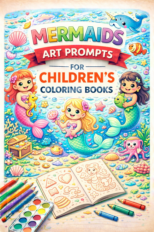 AI Mermaid Art Prompts for Children's Coloring Books – KDP & Print on Demand