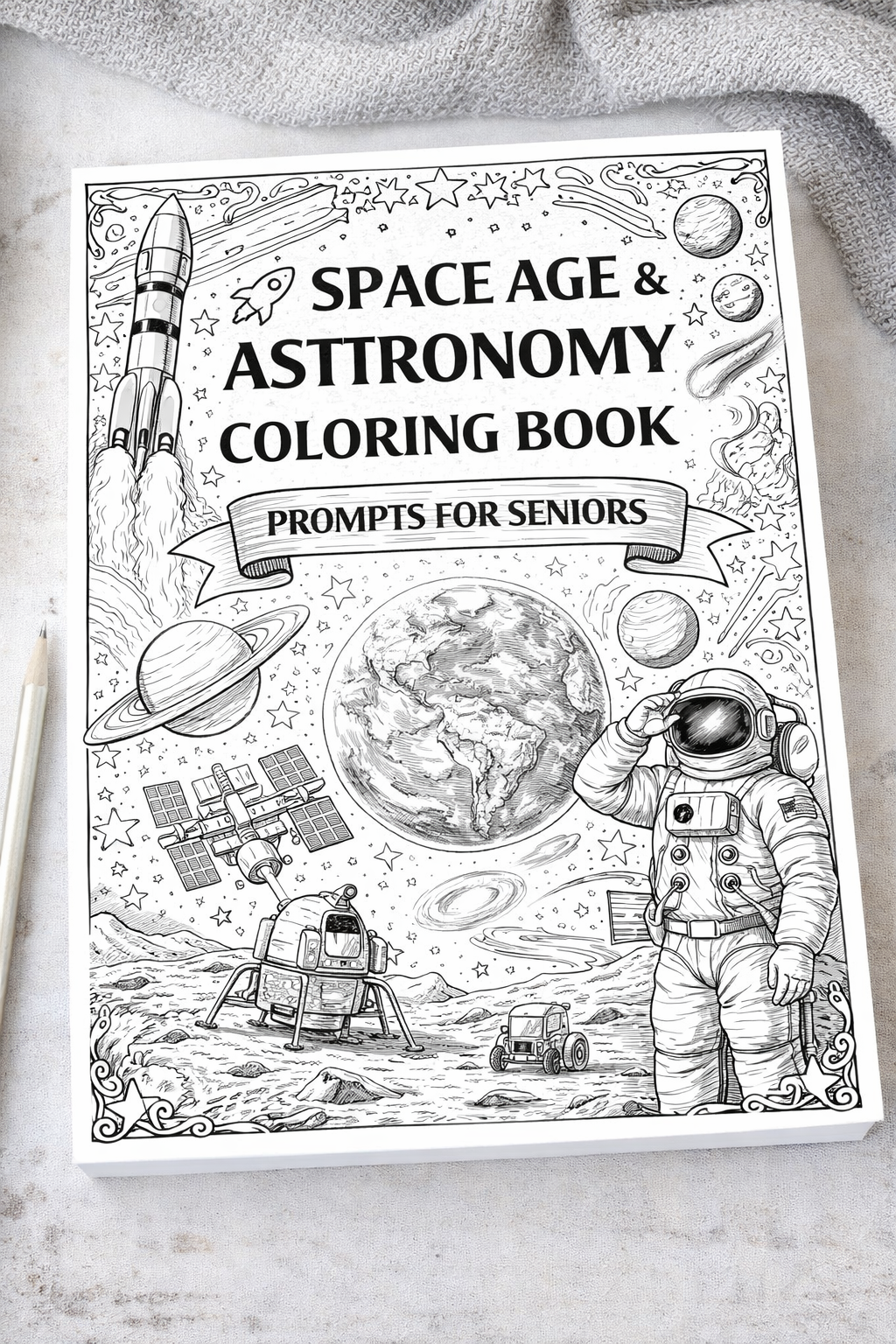 Space Age & Astronomy Coloring Book Prompts For Seniors