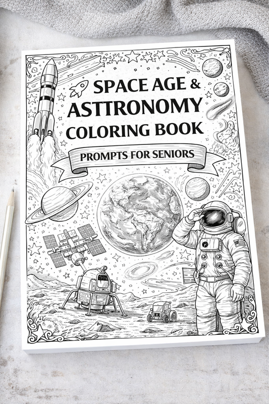 Space Age & Astronomy Coloring Book Prompts For Seniors