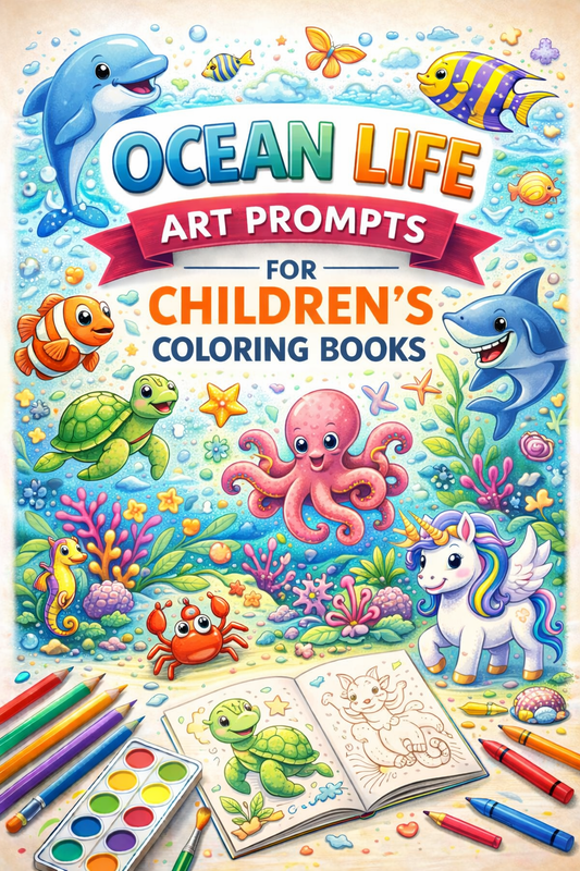 AI Ocean Life Art Prompts for Children's Coloring Books – KDP & Print on Demand