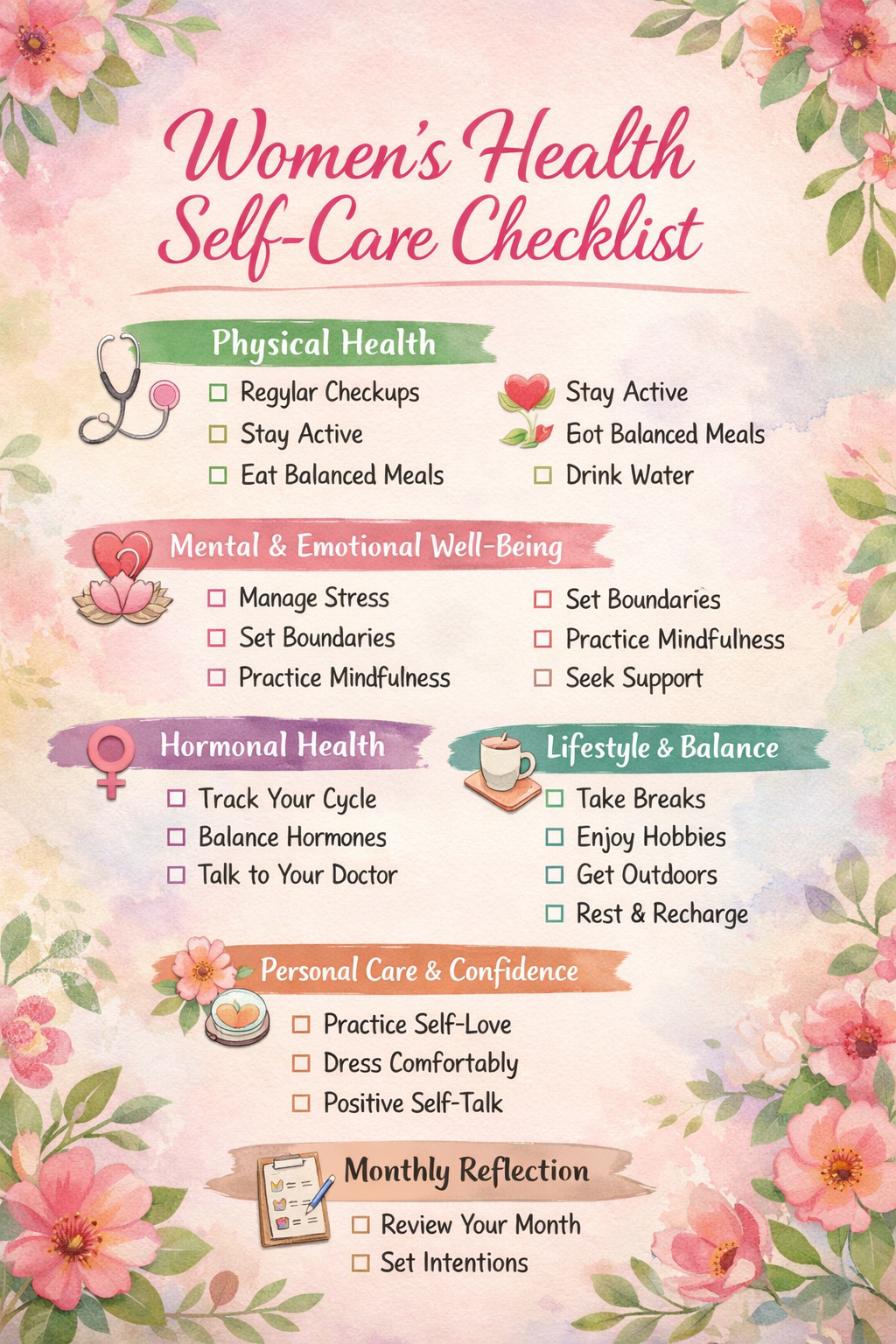 WOMEN’S HEALTH SELF-CARE CHECKLIST