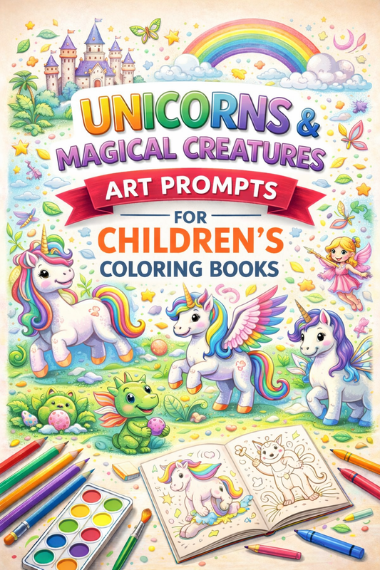 AI Unicorns & Magical Creatures Art Prompts for Children's Coloring Books – KDP & Print on Demand