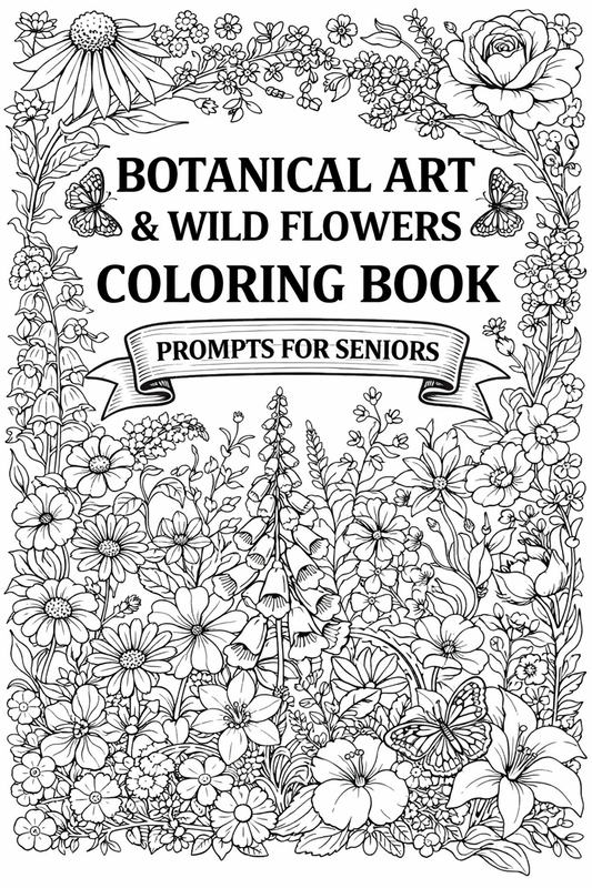 Botanical Art & Wild Flowers Coloring Book Prompts For Seniors