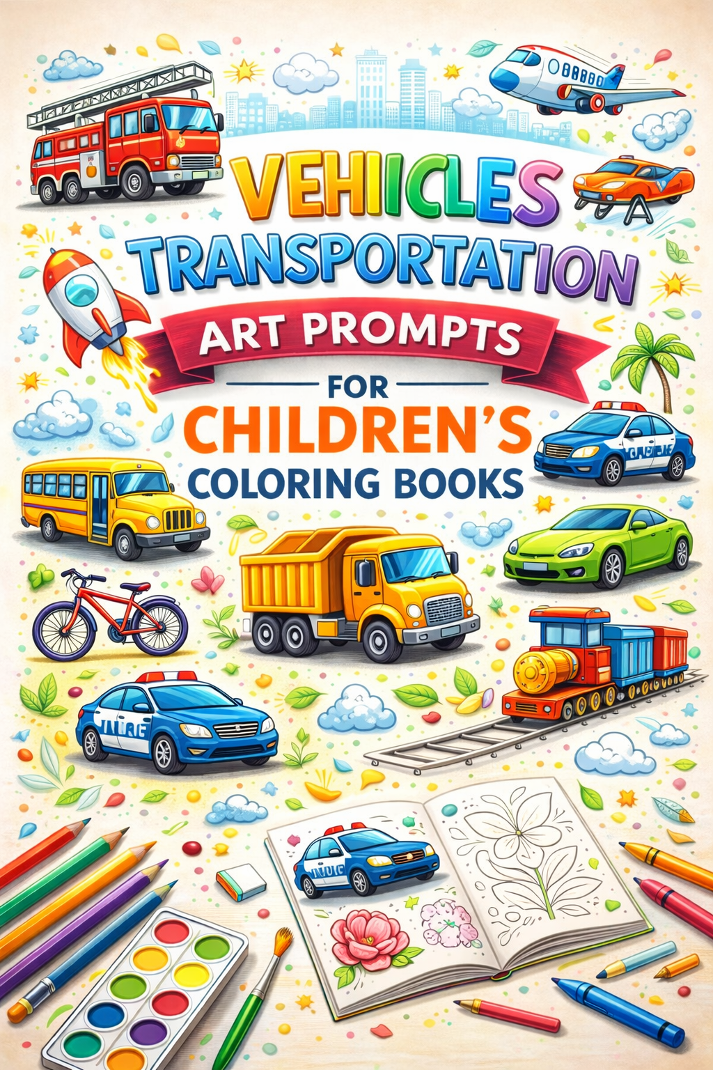 AI Vehicles & Transportation Art Prompts for Children's Coloring Books – KDP & Print on Demand