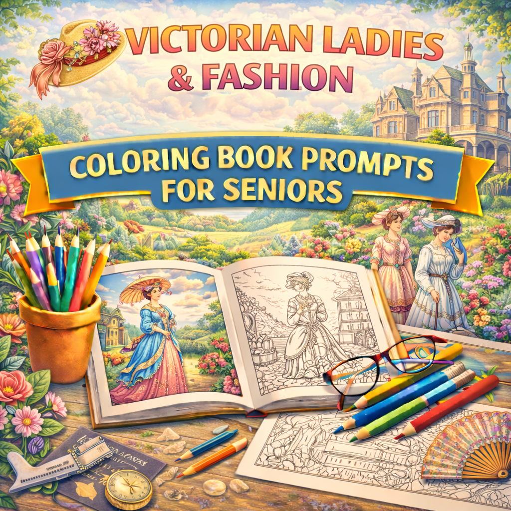 Victorian Ladies & Fashion Coloring Book Prompts For Seniors