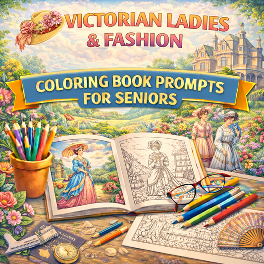 Victorian Ladies & Fashion Coloring Book Prompts For Seniors