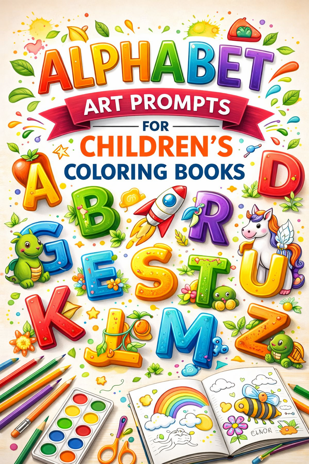 AI Alphabet Art Prompts for Children's Coloring Books – KDP & Print on Demand