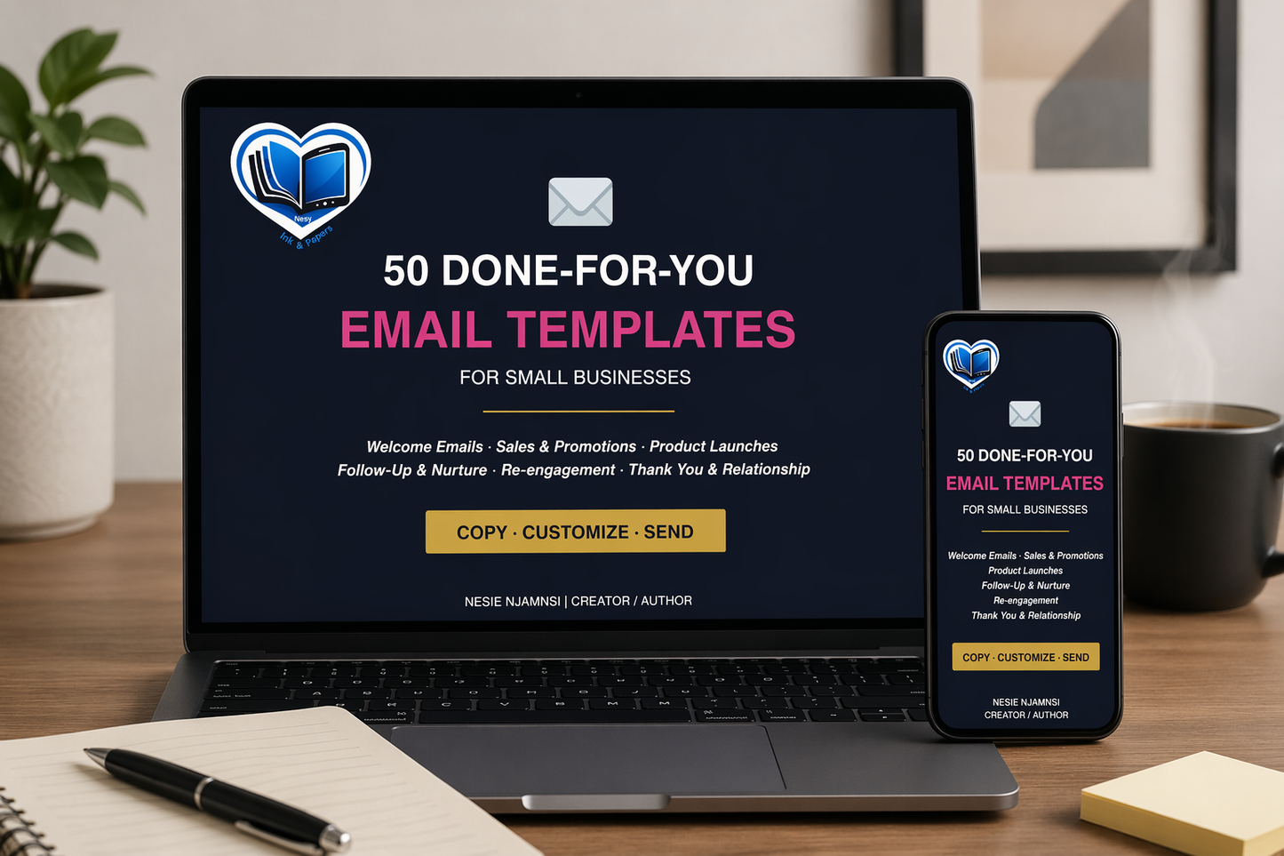 50 Done-For-You Email Templates for Small Businesses | Email Marketing Templates | Copy Customize Send | Welcome Sales Launch Nurture Re-engagement
