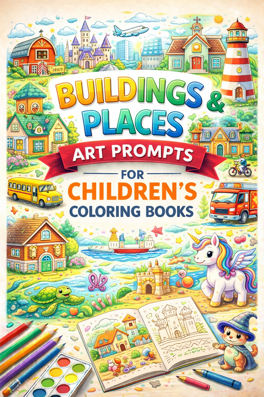 AI Buildings & Places Art Prompts for Children's Coloring Books – KDP & Print on Demand