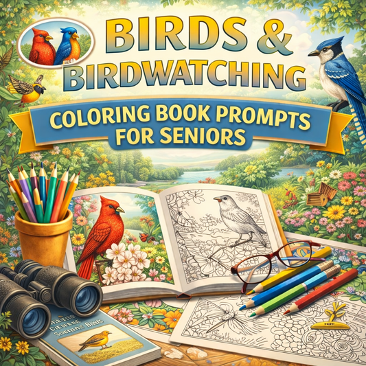 Birds & Birdwatching Coloring Book Prompts For Seniors