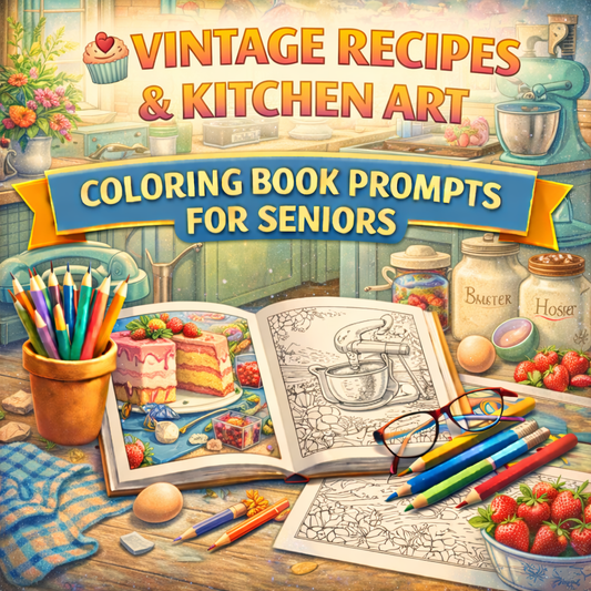 Vintage Recipes & Kitchen Art Coloring Book Prompts For Seniors