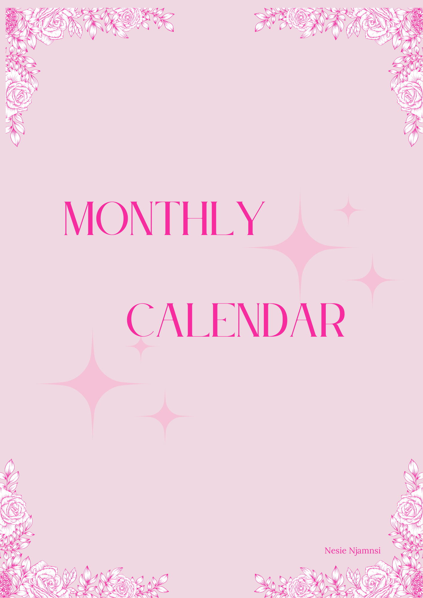 PINK MONTHLY CALENDAR