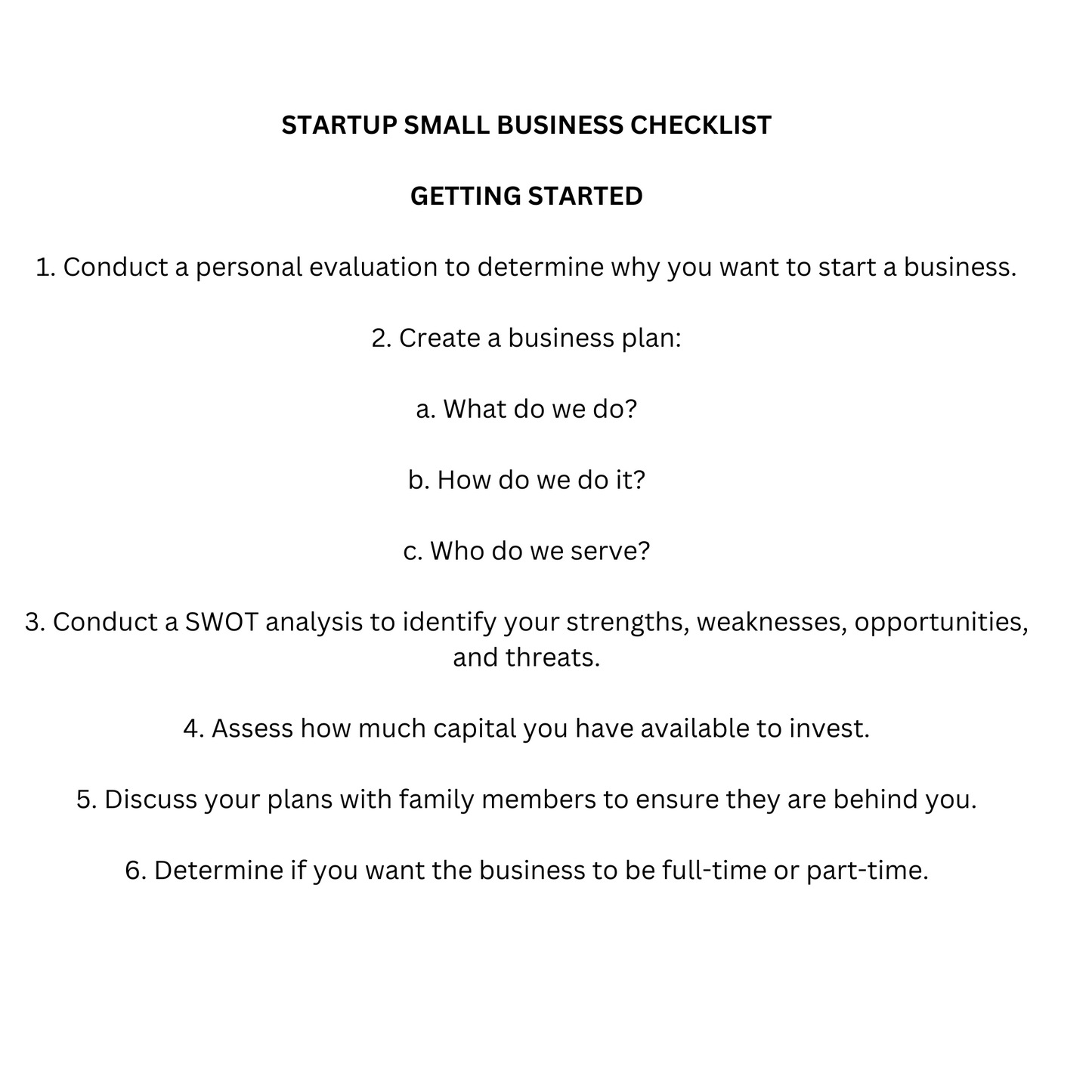 STARTUP PRODUCT-BASED SMALL BUSINESS CHECKLIST