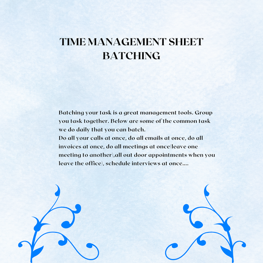 TIME MANAGEMENT BATCHING SHEET